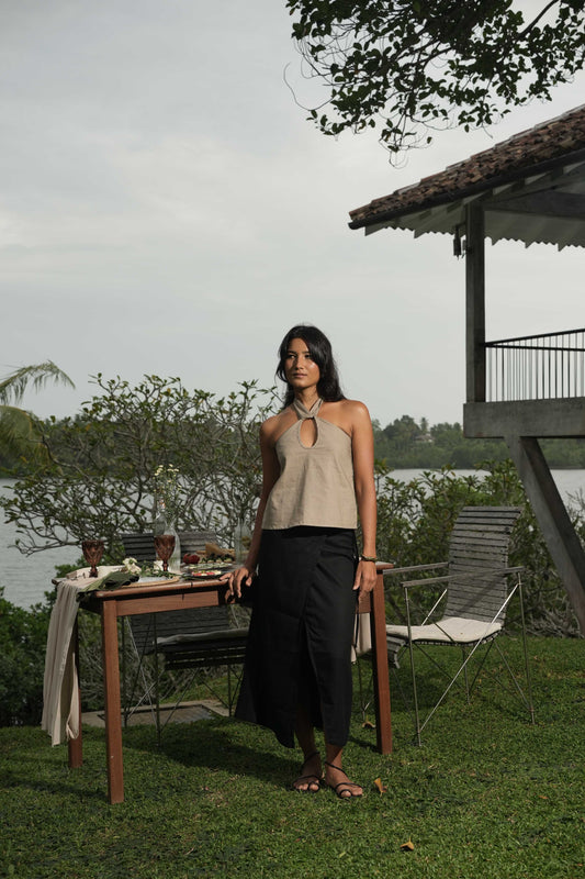 CHIARA LINEN WRAP SKIRT