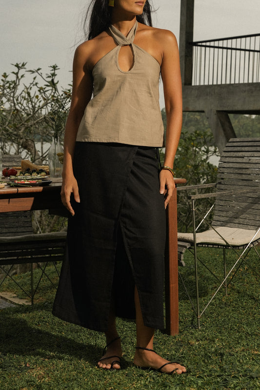 CHIARA LINEN WRAP SKIRT