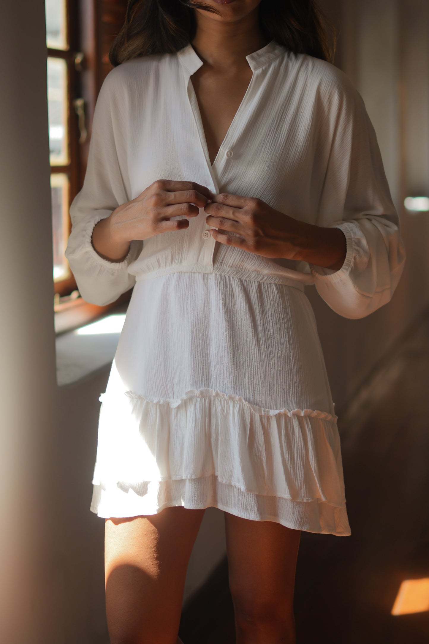 BARI MINI DRESS - IVORY WHITE